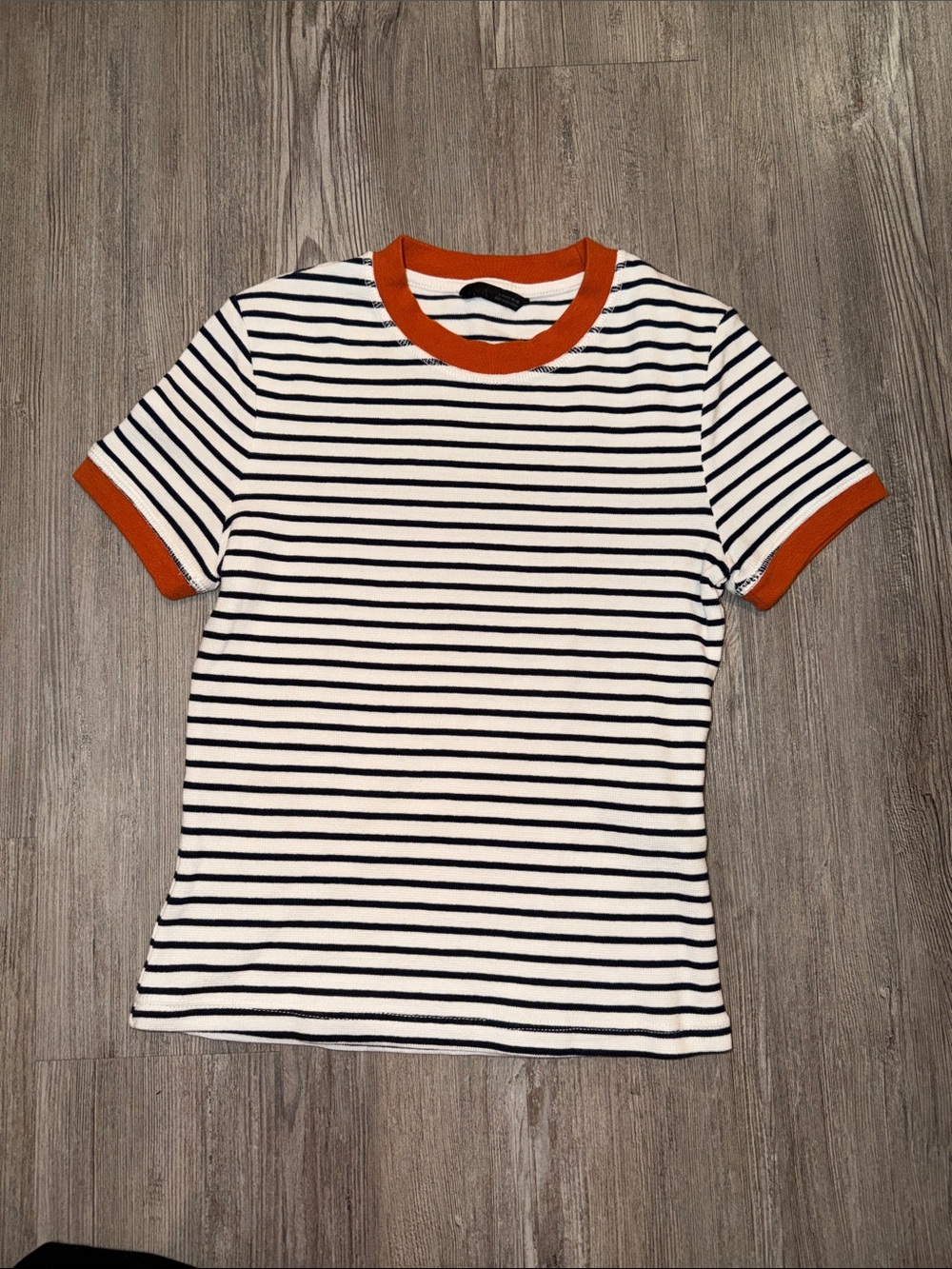 Zara Striped Crewneck Tee with Orange Trim - Kids